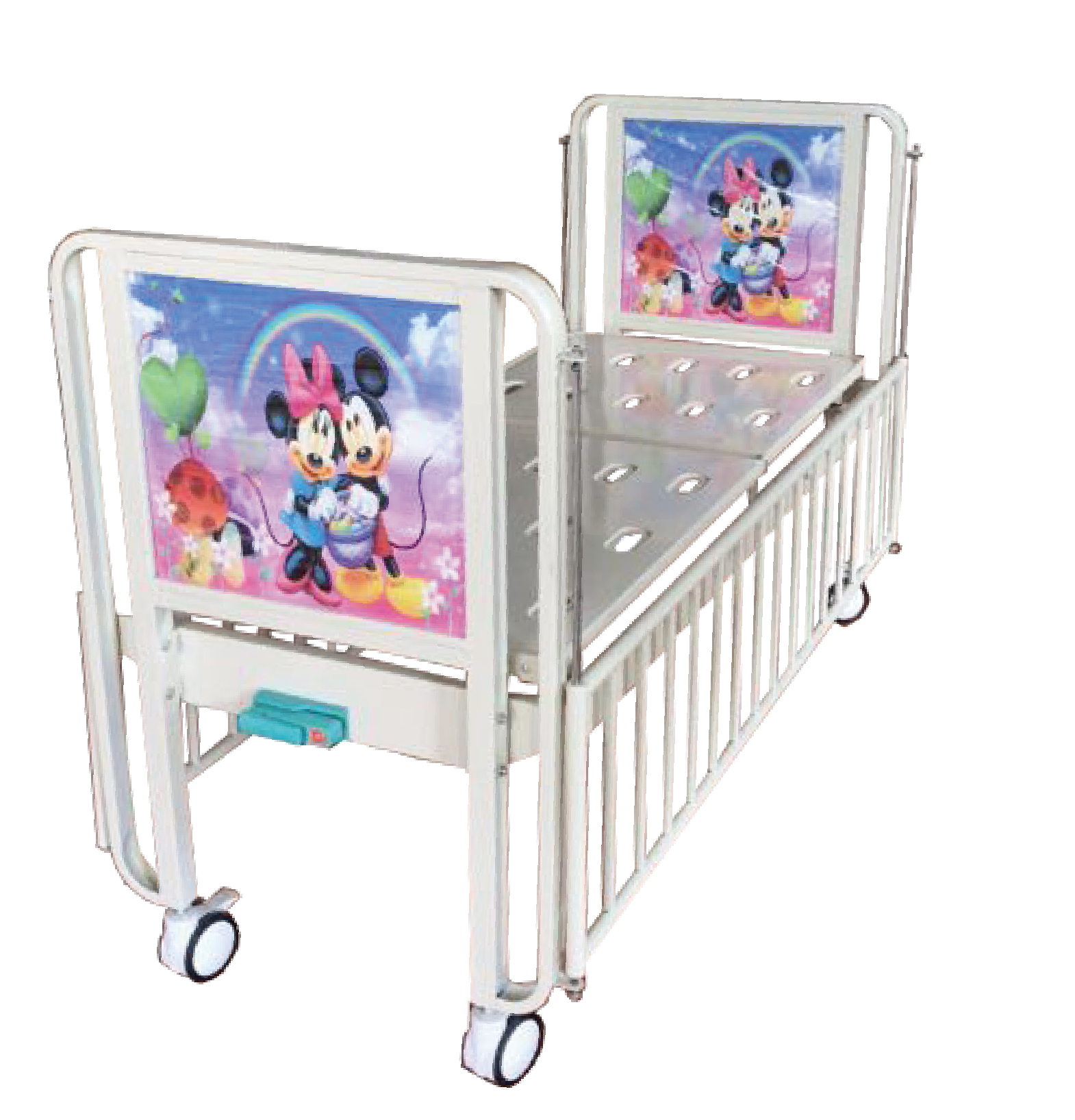 Multi-fungsional Stainless Steel Medis Anak Manual Nursing Bed Pediatric Bed Bayi Rumah Sakit Anak