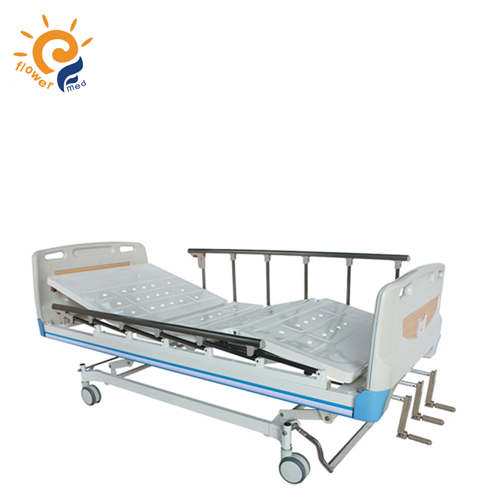 factory price flower medical 3 Cranks 3-functions manual hospital medical patient nursing bed China Manufacturer