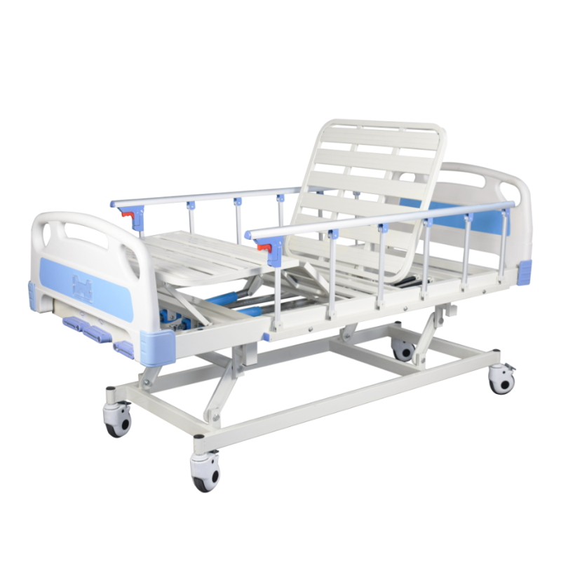 Hospital 3 Crank Manual Nursing Bed With Mattress and IV Pole