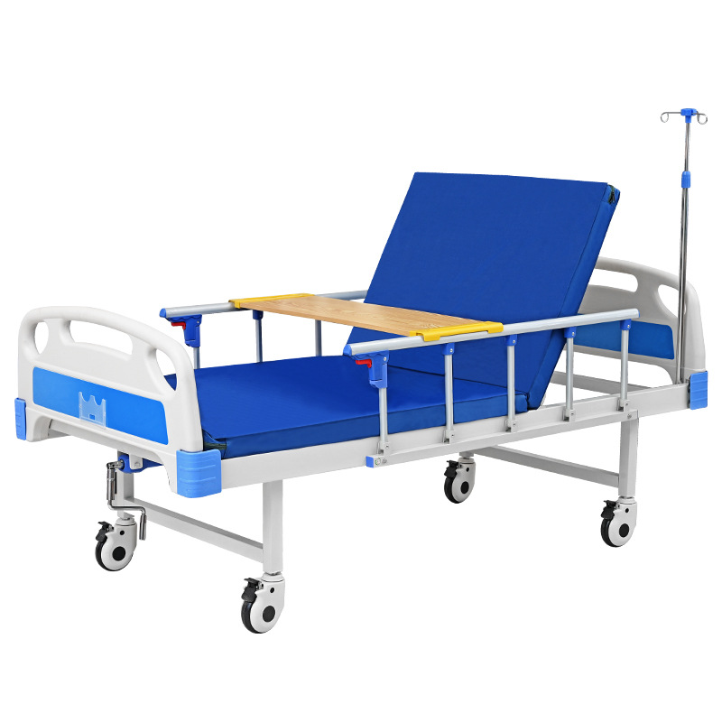 China hospital bed Manufacturer one crank  manual Bed With ABS Bed Head