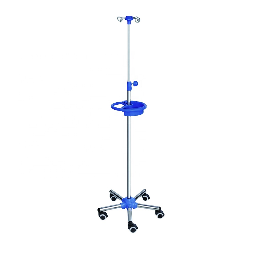 D02-5 Stainless steel medical hospital IV pole stand infusion pole can adjust height infusion drip pole