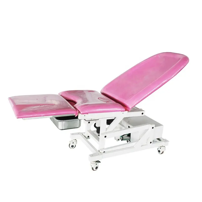 Surgical Multifunction Adjustable Pink Stainless Steel Medical Gynecology Operation Delivery Table