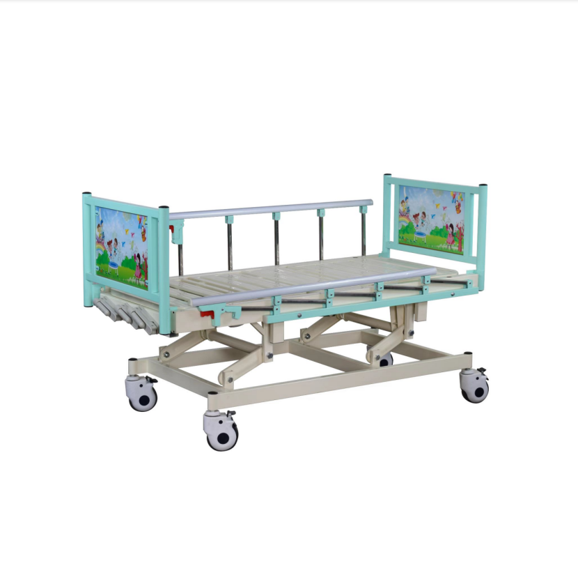 Mobilier d'hôpital deux lits bébé manuels à manivelle berceaux lit en métal pour enfants avec barrières latérales