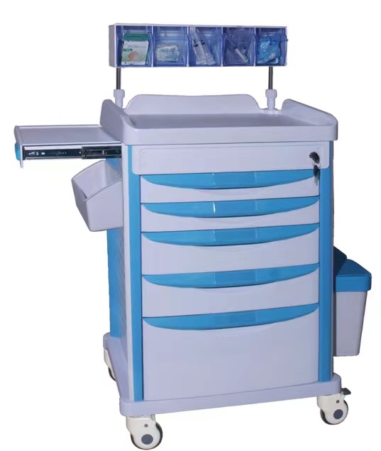 Instrumen Perawatan Medis Klinis Anestesi Dressing Trolley Mayo Table, Hospital Abs Surgical Emergency Crash Cart