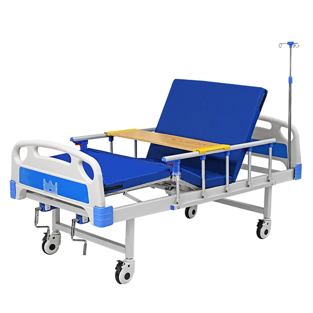 سرير مستشفى كهربائي معدات طبية مزدوجة كرنك يدوي متعدد الوظائف سرير مستشفى المريض وحدة العناية المركزة