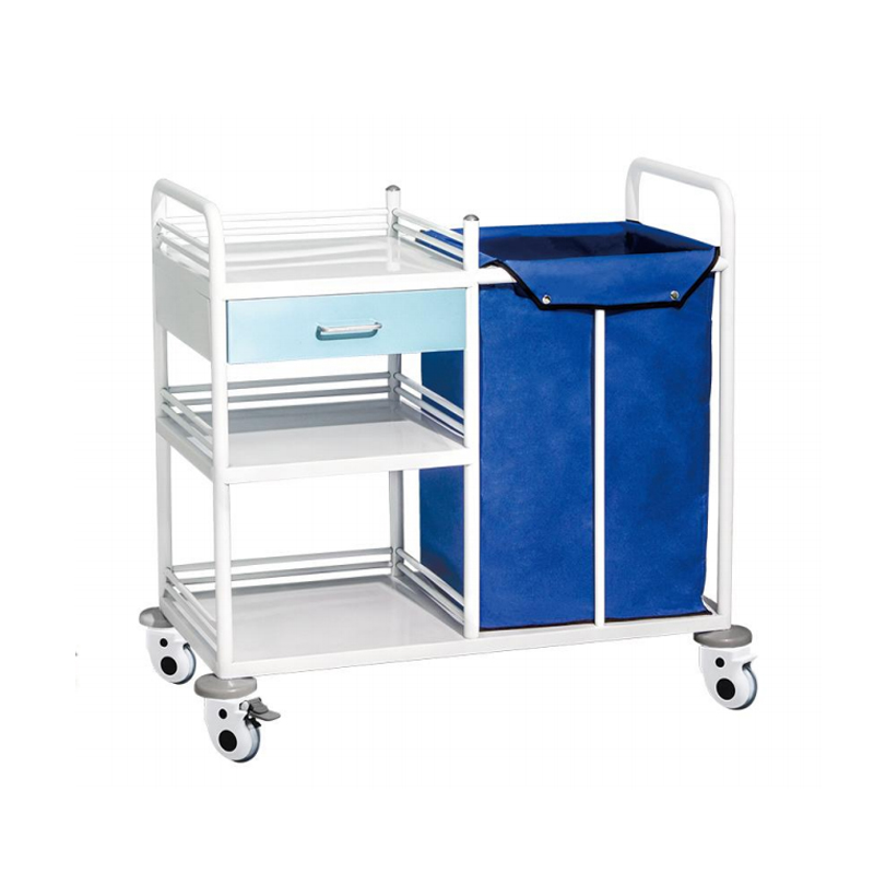 Easy clean stainless steel base two dressing bag laundry hospital linen carts