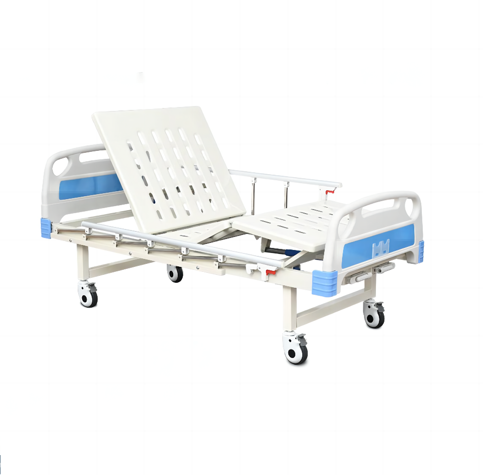 Rehabilitación plegable plana 2 Crank Care Cama para pacientes Clínica de acero Camas de enfermería Cama de hospital médica manual