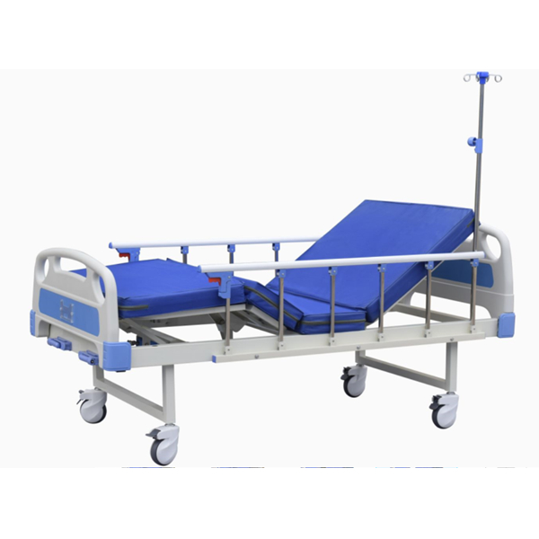 3 Crank Hospital Bed With IV Pole Mattress Factory Price Strong Material