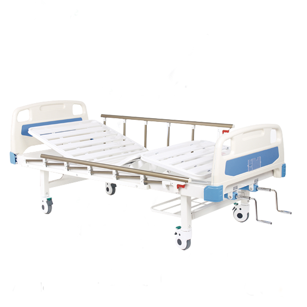 Medical Manual ABS Bed Head Hospital Bed, 2 Crank Manual Hospital Medical Equipment Nursing Bed