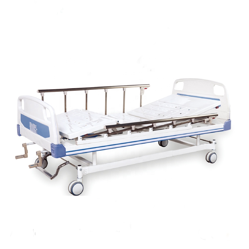 Hospital furniture 3 functions manual three crank ICU room nursing bed