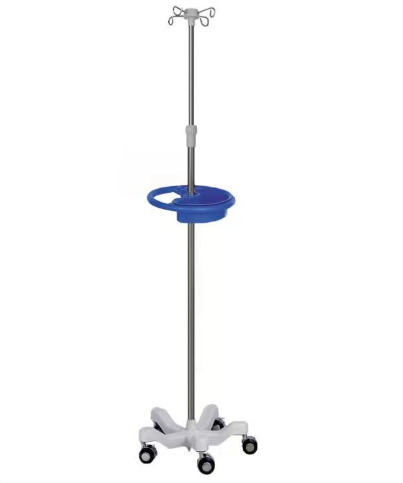 Infusion IV Stand Adjustable Height Top Stainless Steel Four Hooks IV Drip Stand Mobile Medical IV Drip Stand Hospital Furniture
