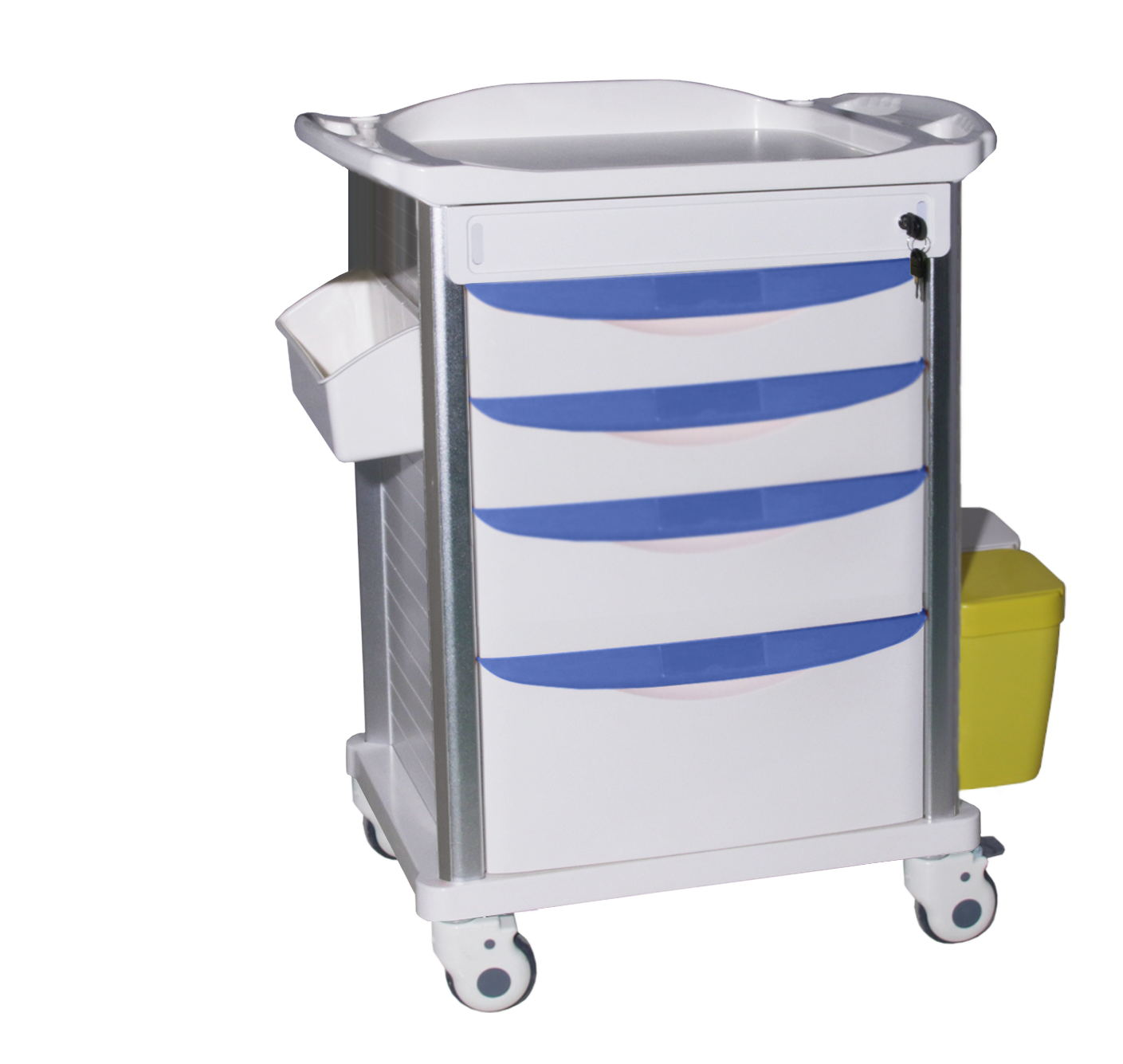 Hospital Furniture Muti-function Abs Patient Medical Emergency Medicine Distribution Trolley With Drawer