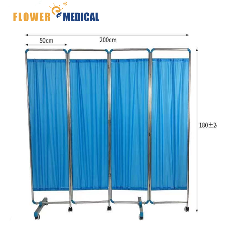 Cheap Hospital furniture 2,3,4,5 fold medical bed room divider partition bed screen with wheels price
