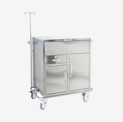 FC-21 Medical Hospital Stainless Steel รถเข็นฉุกเฉินแบบปิดสนิท