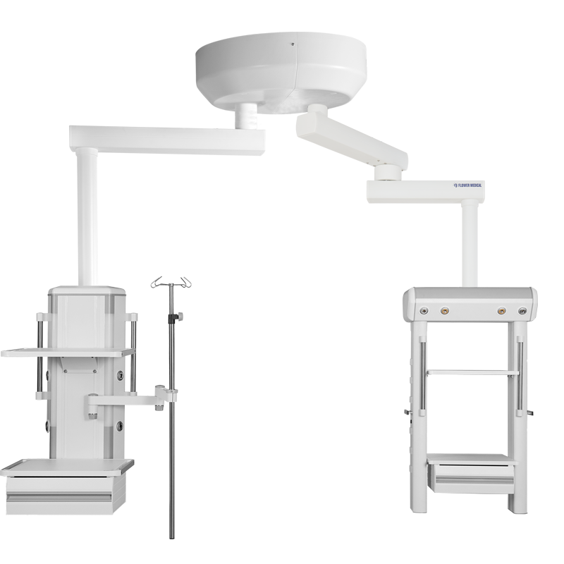 मेडिकल गैस उपकरण डबल आर्म सर्जिकल पेंडेंट हॉस्पिटल आईसीयू रूम सीलिंग माउंटेड पेंडेंट विथ गैस आउटलेट