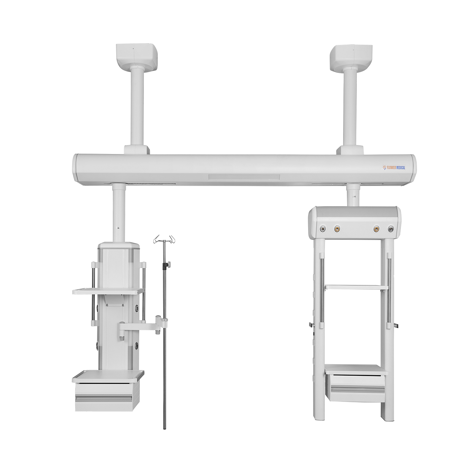 ICU Ceiling mounted bridge Dry wet depart led strip gas outlet customized with drawer tray