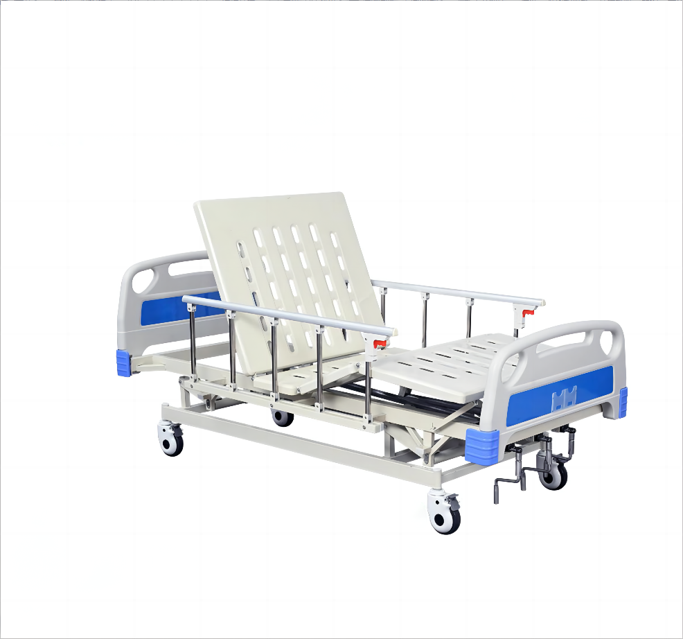 Movable Hot Selling ABS Material Adult Manual 3 Cranks Nursing 3 Function Hospital Bed