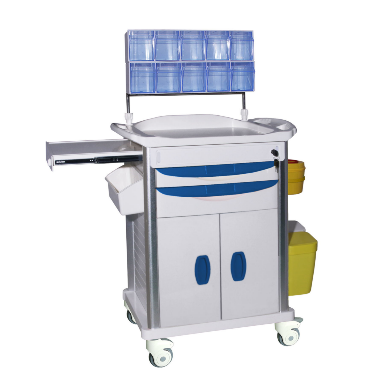 Cheap Hospital Medical ABS Plastic Anesthesia Medicine Trolley Mobile Medicine Cart Dustbin Price